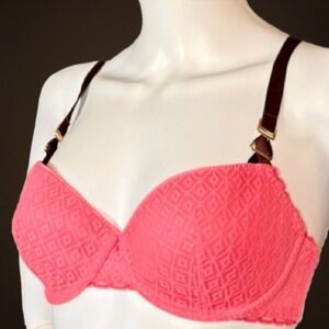 STELLA MCCARTNEY Gemma Relaxing Padded Contour Underwire Bra Coral Pink 34DD 34E